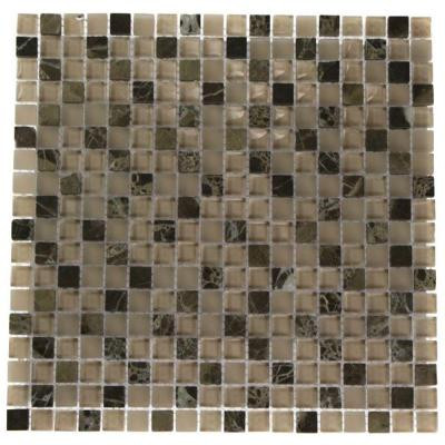 Namib Desert Blend Squares 12 in. x 12 in. x 8 mm Marble And Glass Mosaic Floor and Wall Tile