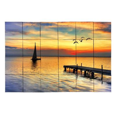 Sailboat 36 in. x 24 in. Tumbled Marble Tiles (6 sq. ft. /case)