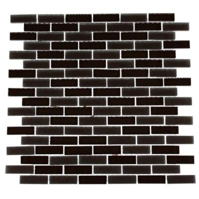 Contempo Mahogany Brick Pattern 12 in. x 12 in.Glass Mosaic Floor and Wall Tile-DISCONTINUED