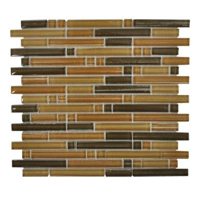 Ginger Glaze Pencil 12 in. x 12 in. Tan Glass Mosaic Tile-DISCONTINUED