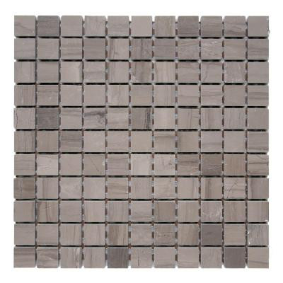 Haisa Marble Dark 1 x 1 / 12 in. x 12 in. x 6.35mm Marble Mesh-Mounted Mosaic Tile (10 sq. ft./case)