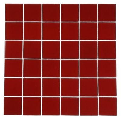 Contempo Lipstick Red Frosted 12 in. x 12 in. x 8 mm Glass Tile