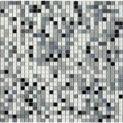 12.8 in. x 12.8 in. Venice Salt & Pepper Mix Glossy Glass Tile-DISCONTINUED