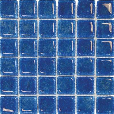 12 in. x 12 in. Blue Glass Mesh-Mounted Mosaic Tile-DISCONTINUED