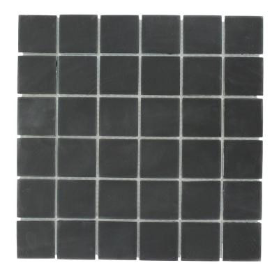 12 in. x 12 in. Contempo Classic Black Frosted Glass Tile-DISCONTINUED