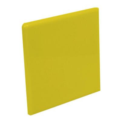 Color Collection Bright Yellow 4-1/4 in. x 4-1/4 in. Ceramic Surface Bullnose Corner Wall Tile-DISCONTINUED