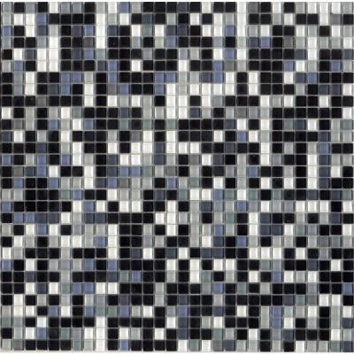 12.8 in. x 12.8 in. Venice Black Sky Mix Glossy Glass Tile-DISCONTINUED