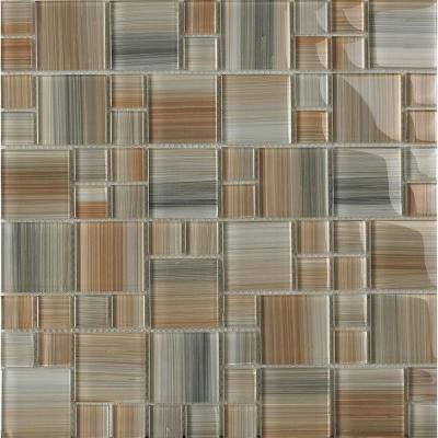 Contempo Jasper-1672 Mosaic Glass Mesh Mounted Tile - 4 in. x 4 in. Tile Sample-DISCONTINUED