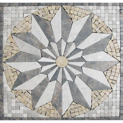 Venti Blend Medallion 12 in. x 12 in. Tumbled Marble Mesh Mounted Mosaic Tile