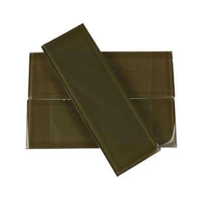 Contempo 4 in. x 12 in. Khaki Polished Glass Tile-DISCONTINUED