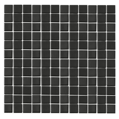 Monoz M-Black-1401 Mosaic Recycled Glass 12 in. x 12 in. Mesh Mounted Floor & Wall Tile (5 sq. ft.)