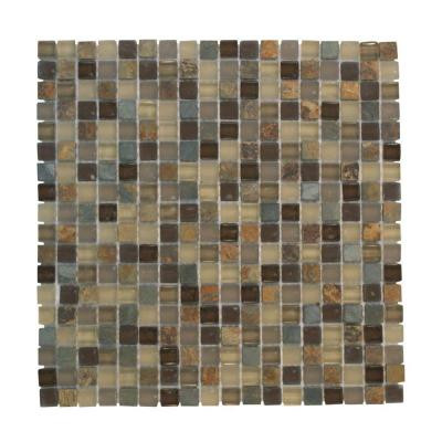 12 in. x 12 in. Toffee Slate Glass Mosaic Tile-DISCONTINUED