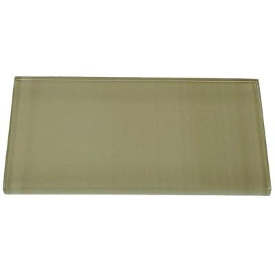 Contempo Khaki Polished Glass Tile - 3 in. x 6 in. Tile Sample-DISCONTINUED