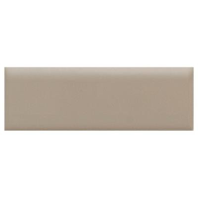 Semi-Gloss Uptown Taupe 2 in. x 6 in. Ceramic Bullnose Wall Tile-DISCONTINUED