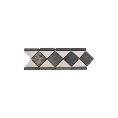 Fashion Accents Almond/Indian-Multicolor 4 in. x 12 in. Ceramic Decorative Border Wall Tile