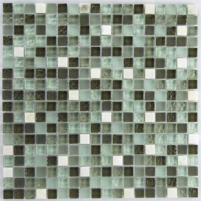 Riverz Amazon Stone and Glass Blend 12 in. x 12 in.Mesh Mounted Floor & Wall Tile (5 sq. ft.)
