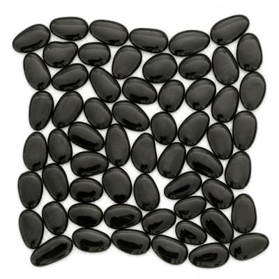 Freeform Glass Ganj 11 in. x 11 in. x 9.525 mm Black Glass Mesh-Mounted Mosaic Wall Tile (8.4 sq.ft./case)