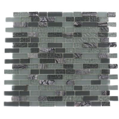 Paris Rain Blend Brick Marble and Glass 12 in. x 12 in. x 8 mm Mosaic Floor and Wall Tile, Sold by the Square Foot