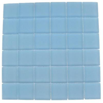 12 in. x 12 in. Contempo Aquarium Blue Frosted Glass Tile-DISCONTINUED