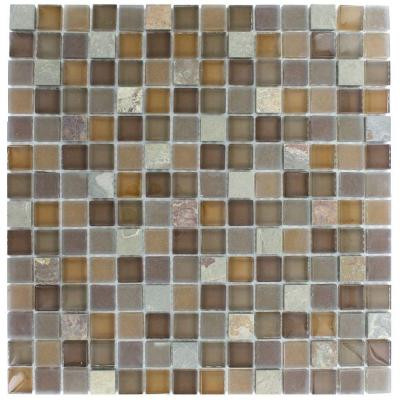 Tectonic Squares Multicolor Slate and Earth Blend Glass Tiles - 6 in. x 6 in.Tile Sample