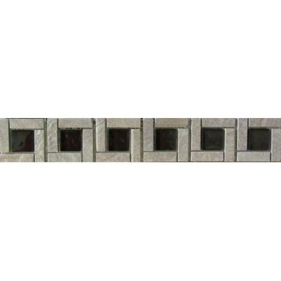 Classic Brown 2 in. x 12 in. x 8 mm Glass and Porcelain Mosaic Floor and Wall Tile