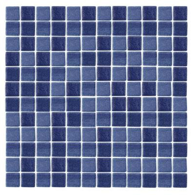 Spongez S-Dark Blue-1411 Mosaic Recycled Glass 12 in. x 12 in. Mesh Mounted Floor & Wall Tile (5 sq. ft.)