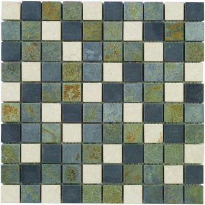 Slate Medley 12 in. x12 in. x 8 mm Travertine Slate Mosaic Floor/Wall Tile