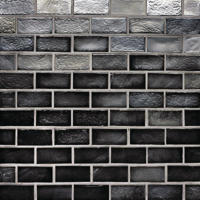 Edgewater Black Sand 1 in. x 2 in. 10-5/8 in. x 10-5/8 in. Glass Floor & Wall Mosaic Tile-DISCONTINUED