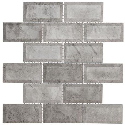 Tundra Grey 2 x 4 Beveled 12 in. x 12 in. x 10 mm Marble Mosaic Wall Tile