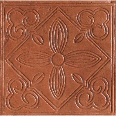Saltillo Sealed Antique Adobe 6 in. x 6 in. Ceramic Floral Decorative Floor and Wall Tile-DISCONTINUED