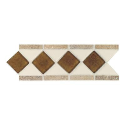 Fashion Accents Almond 4 in. x 11 in. Glass and Stone Decorative Wall Tile