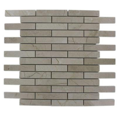Crema Marfil Large Brick Pattern 12 in. x 12 in. x 8 mm Marble Mosaic Floor and Wall Tile