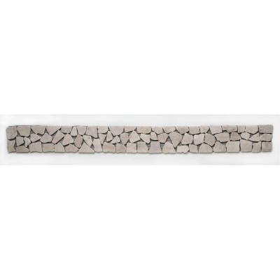 Indonesian Jakarta Moon 4 in. x 39 in. x 6.35 mm Pebble Border Mesh-Mounted Mosaic Tile (9.74 sq. ft. / case)