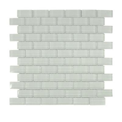 Glacier Ice 1x2 Brick 12 in. x 12 in. x 8 mm Glass Mosaic Wall Tile
