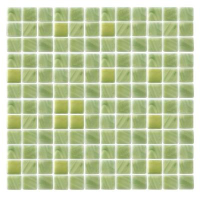 Spongez S-Green-1406 Mosiac Recycled Glass Mesh Mounted Floor & Wall Tile - 4 in. x 4 in. Tile Sample-DISCONTINUED