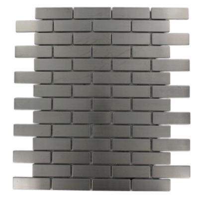 Stainless Steel Brick Pattern 12 in. x 12 in. x 8 mm Metal Mosaic Floor and Wall Tile
