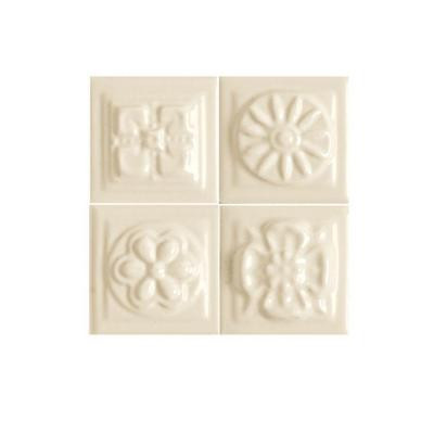 Fashion Accents Almond 2 in. x 2 in. Ceramic Decorative Boquet Dot Wall Tile