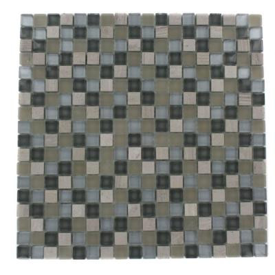 Naiad Blend Squares Pattern 12 in. x 12 in. x 8 mm Marble And Glass Mosaic Floor and Wall Tile