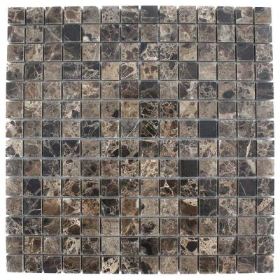Dark Emperidor Squares 12 in. x 12 in.x 8 mm Marble Floor and Wall Tile