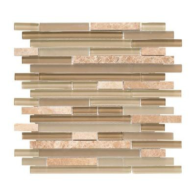 Country Winds Pencil 12 in. x 12 in. x 8 mm Glass Marble Mosaic Wall Tile