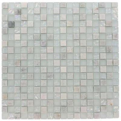 Emerald Bay Blend Squares 12 in. x 12 in. x 8 mm Marble And Glass Mosaic Floor and Wall Tile