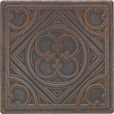 Castle Metals 4-1/4 in. x 4-1/4 in. Wrought Iron Metal Clover Insert Wall Tile