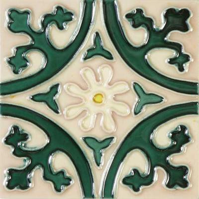 Hand Painted Ceramic Jardin Deco 6 in. x 6 in. x 6.35mm Ceramic Wall Tile (2.5 sq. ft./case)