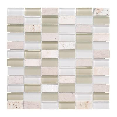Cottage Ridge 12 in. x 12 in. Glass Travertine Mosaic Wall Tile