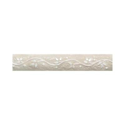 Brancacci Aria Ivory 2 in. x 12 in. Ceramic Arched Floral Accent Wall Tile
