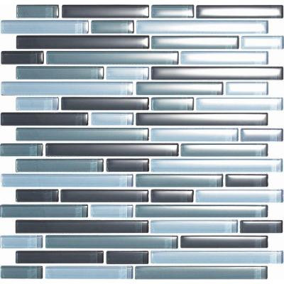Color Blends Gris-1600-S Gloss Strips Mosaic Glass Mesh Mounted Tile - 4 in. x 4 in. Tile Sample-DISCONTINUED