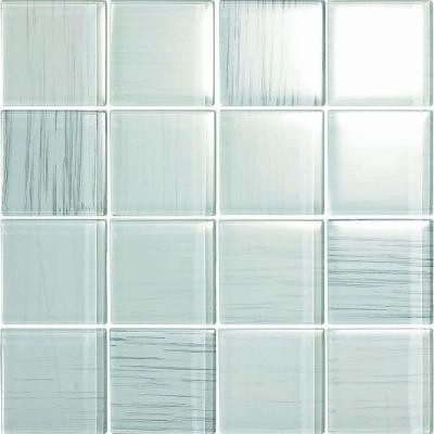Brushstrokes Bianco-1506-3 Mosaic Glass Mesh Mounted - 4 in. x 4 in. Tile Sample-DISCONTINUED