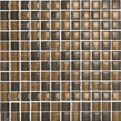 Brushstrokes Marrone-1503 Mosaic Glass Mesh Mounted - 4 in. x 4 in. Tile Sample-DISCONTINUED
