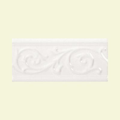 Fashion Accents Arctic White 5 in. x 10 in. Ceramic Vine Accent Wall Tile