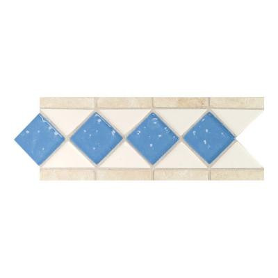 Fashion Accents Arctic White/Lagoon 4 in. x 11 in. Stone and Glass Decorative Wall Tile